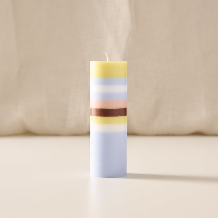 Rayi Natural Short Stripe Palm Wax Pillar Candle 1