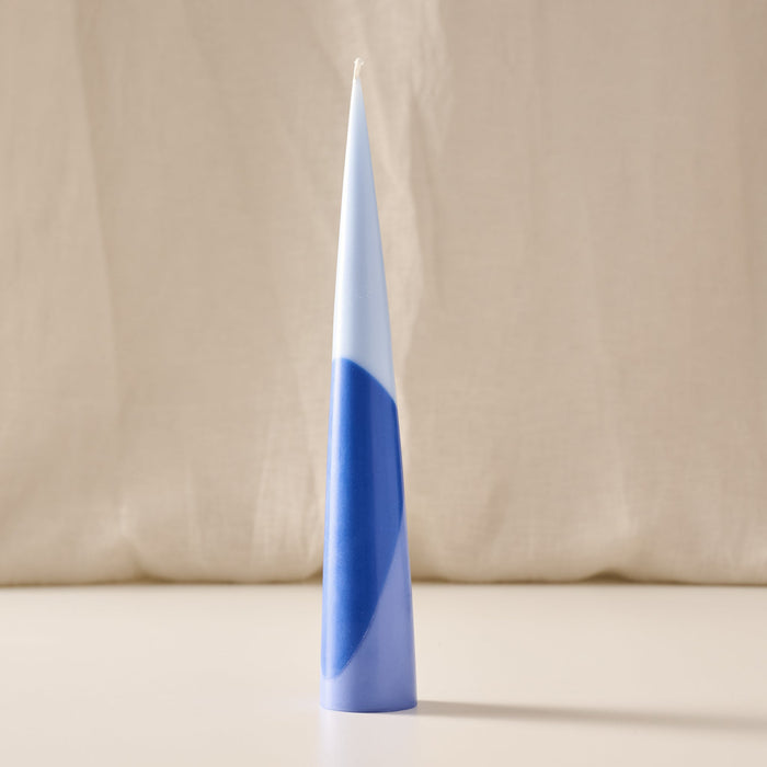 Esuk Blue Tone Striped Palm Wax Cone Candle 1