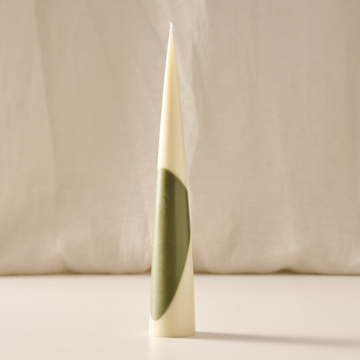 Esuk Green Tone Striped Palm Wax Cone Candle 1