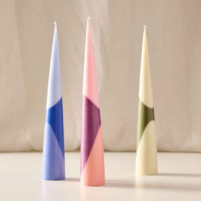 Esuk Green Tone Striped Palm Wax Cone Candle 2