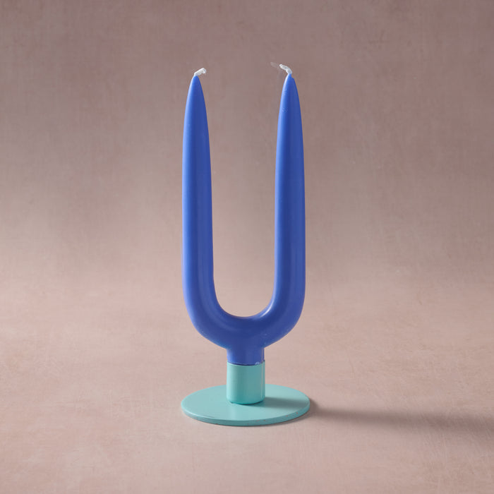 Pindho Cobalt Palm Wax Twin Candle 1