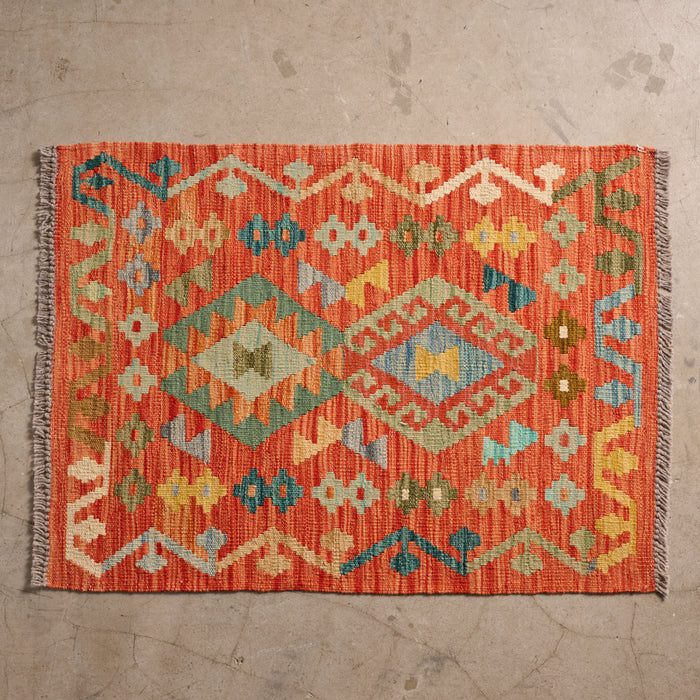Kilim Natural Dye - Burnt Orange - 2' x 3' 1