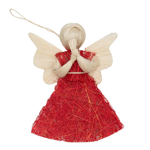 Abaca Dainty Praying Angel Ornament - Red