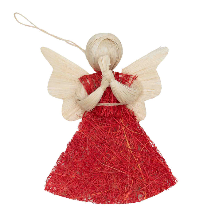 Abaca Dainty Praying Angel Ornament - Red 1
