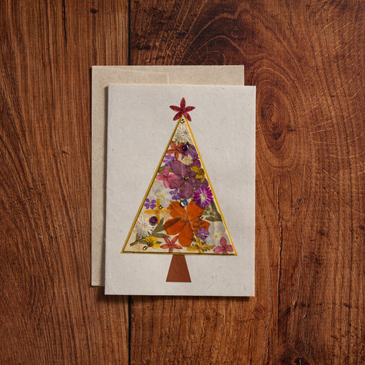 Pressed Flower Christmas Tree Card