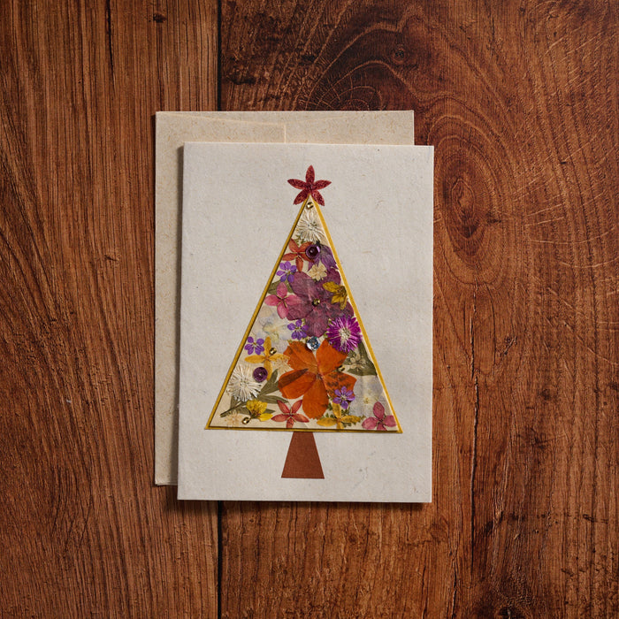 Pressed Flower Christmas Tree Card 1