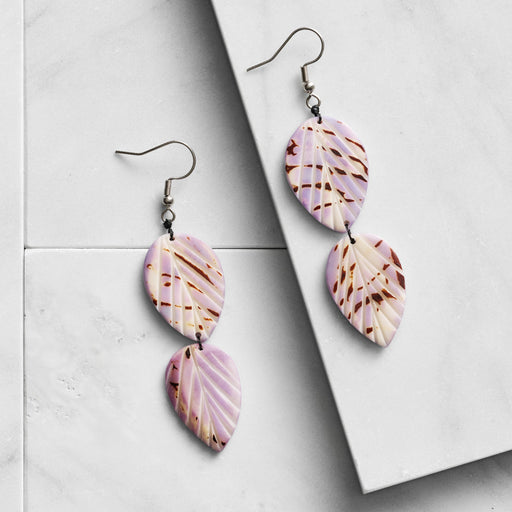 Twin Leaf Tagua Dangle Earrings