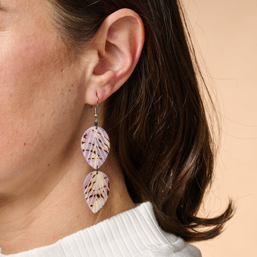 Twin Leaf Tagua Dangle Earrings - Ten Thousand Villages