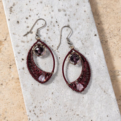 Ojo Purple Wire Wrapped Earrings