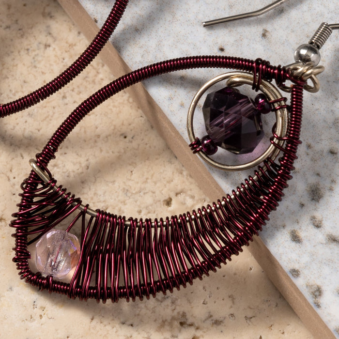 Ojo Purple Wire Wrapped Earrings 2