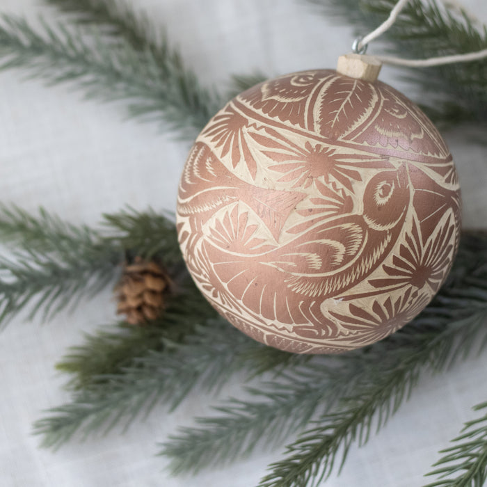 Bronce Etched Ball Ornament 2