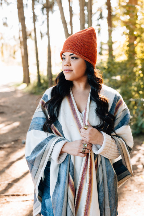 Slouchy Alpaca Wool Beanie - Rust Orange 2