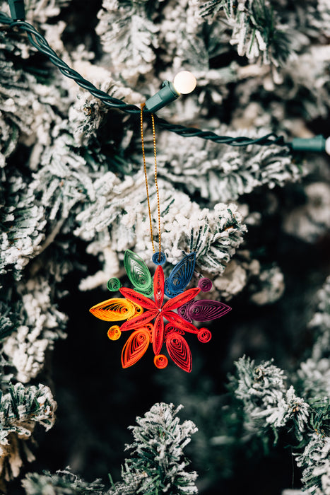 Rainbow Snowflake Quilled Ornament 2