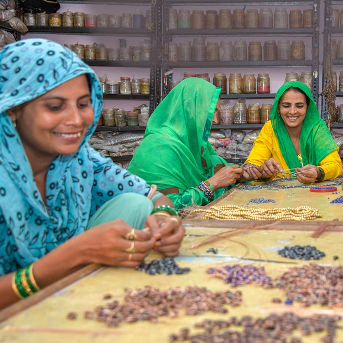 Thota Bone Bead Bracelet - Tan+Pink 4