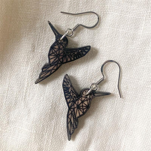 Tagua Hummingbird Drop Earrings