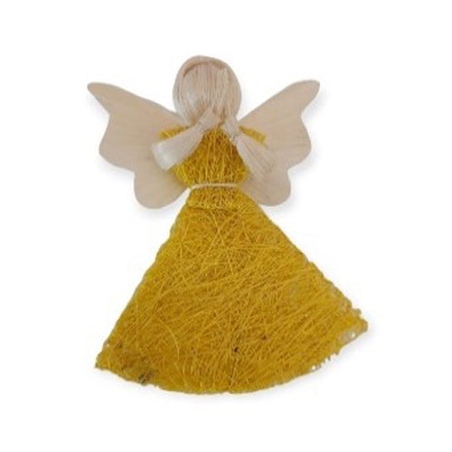 Abaca Dainty Praying Angel Ornament - Yellow