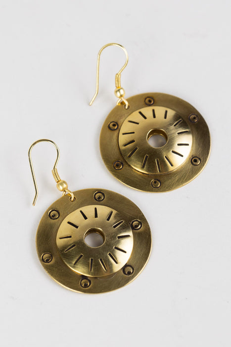 Brass Shield Earrings 2