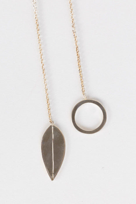 Silver Leaf Lariat Necklace 2