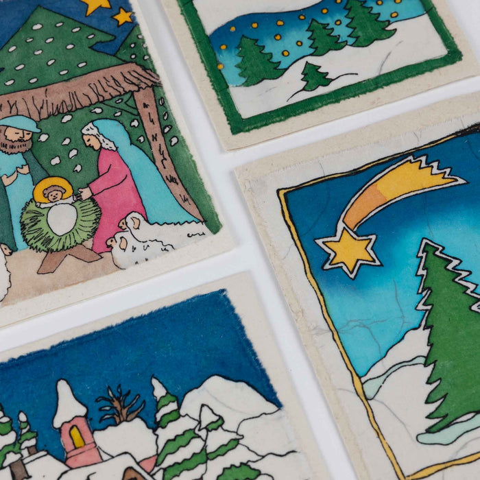 Christmas Cards - Nativity & Trees - Set of 4 2