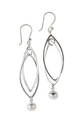 Swinging Leaf Pearl Earrings