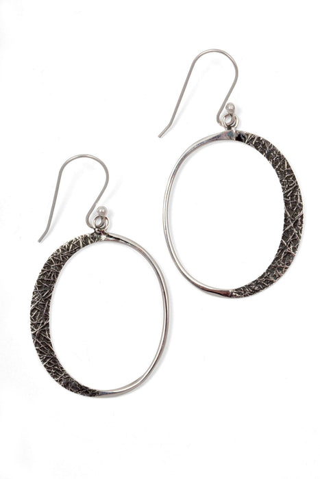 Textured Silver Hoop Earrings 1