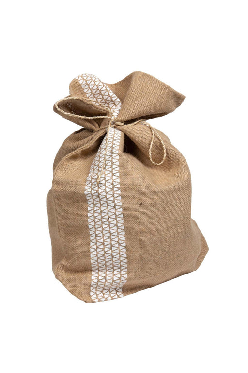 White Striped Jute Gift Bag