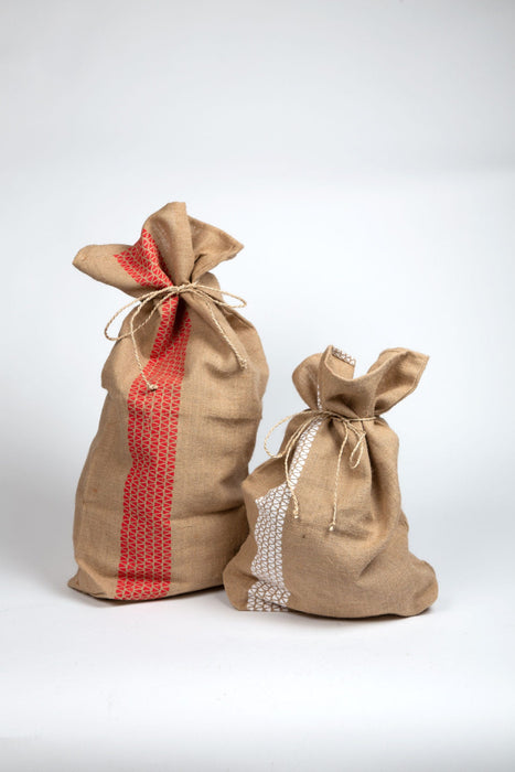 Red Striped Jute Gift Bag 3
