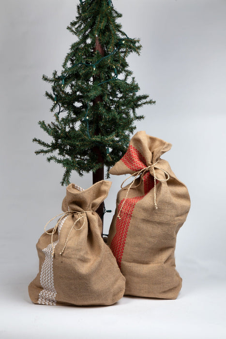 Red Striped Jute Gift Bag 4