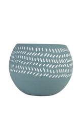 Teal Scored Terracotta Planter 7''D