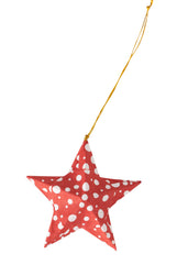 Polka Dot Star Ornament - Red