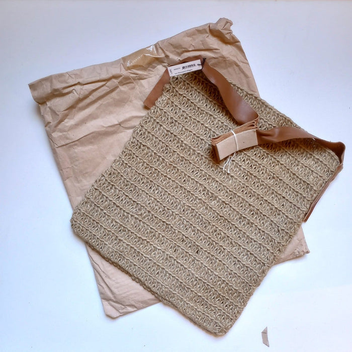 Crochet Jute Shoulder Bag - Leather Strap 6