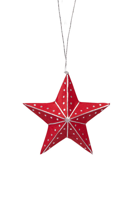 Silver & Red Star Ornament 1