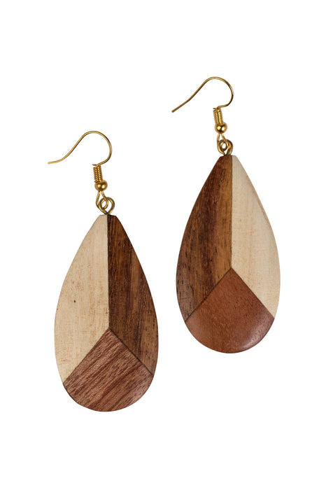 Wooden Teardrop Earrings 1