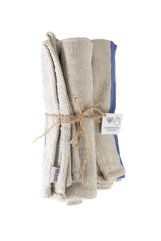 Blue Tan Wide Stripe Tea Towel Set - Set of Three