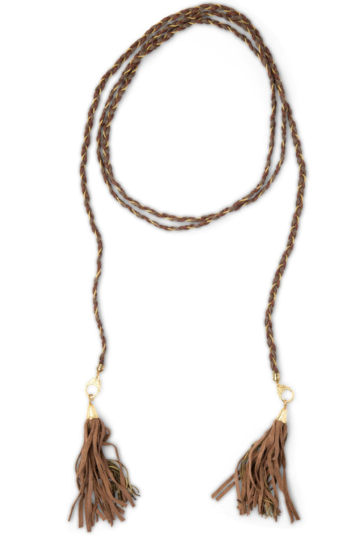 Leather Tassel Tie Necklace