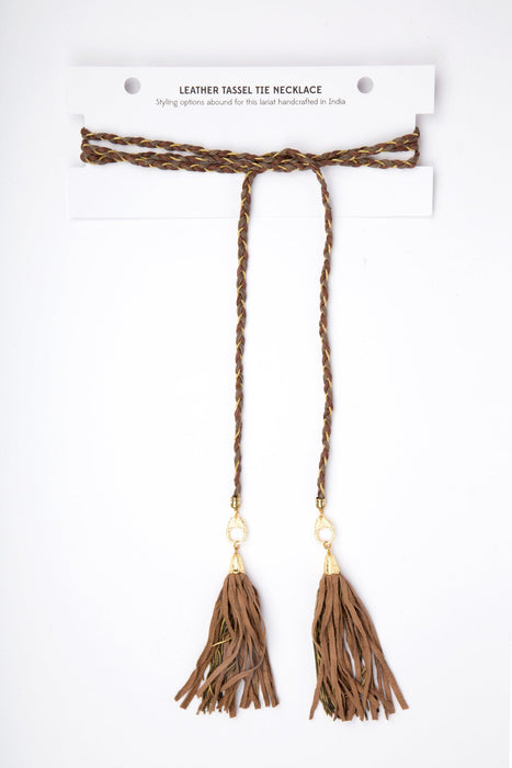 Leather Tassel Tie Necklace 3