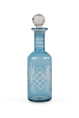 Blue Etched Glass Bottle