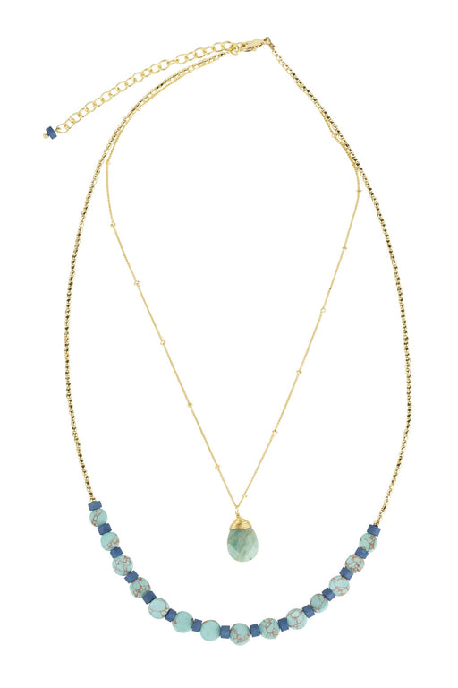 Layered Turquoise Disc Necklace