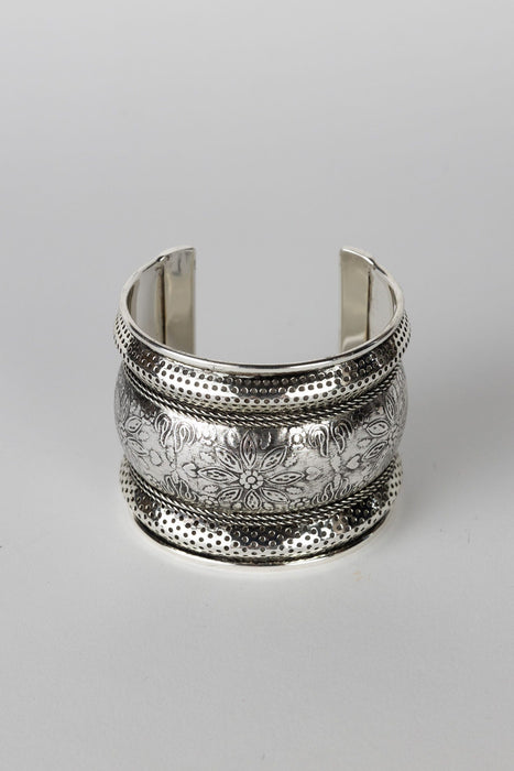 Floral Cuff Bracelet - Silver 3