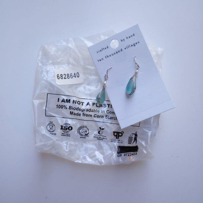 Aqua Pearl Silver Drop Earrings 5