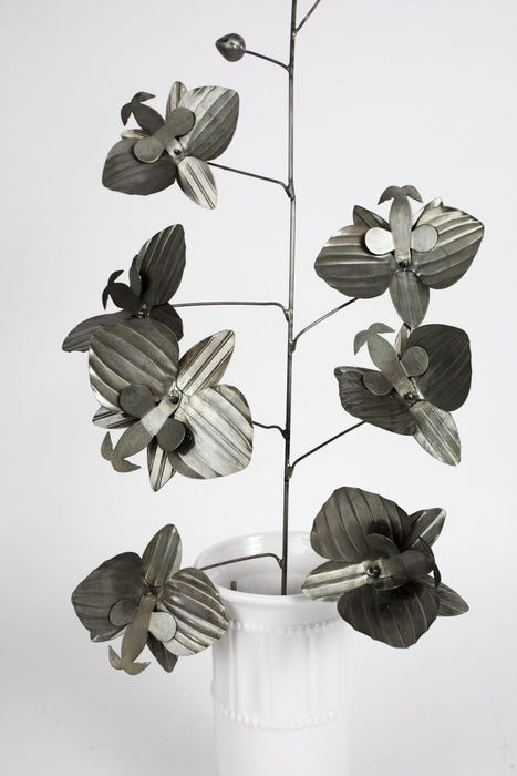 Oxidized Silver Orchid Branch 2