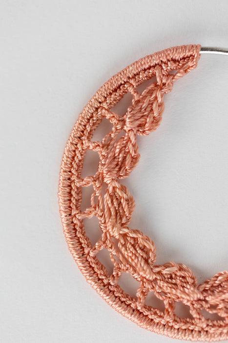 Crochet Hoop Earrings - Coral 2