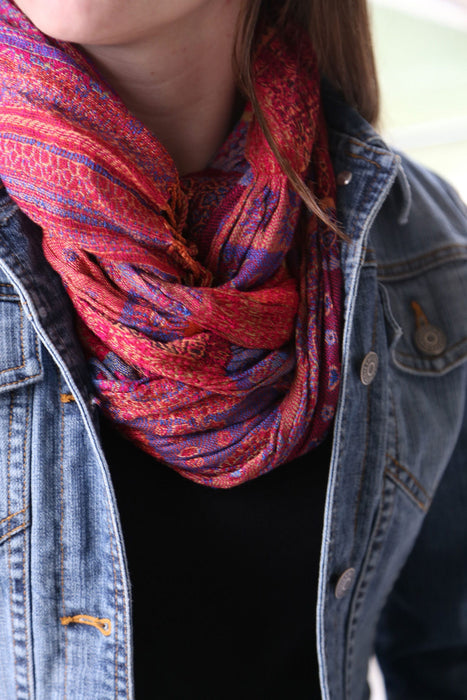 Paisley in Pink Jacquard Scarf 5