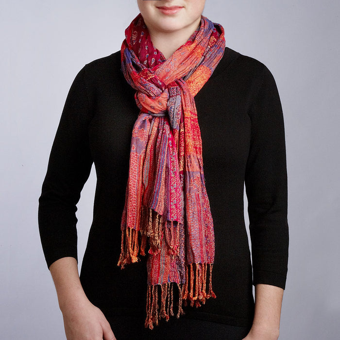 Paisley in Pink Jacquard Scarf 3