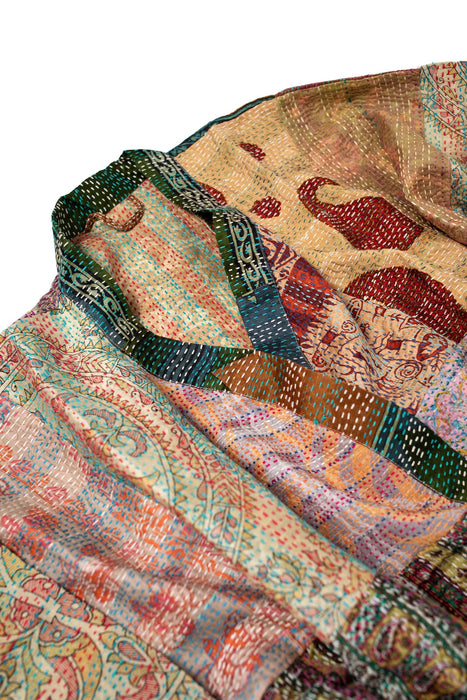 Kantha Stitch Sari Bathrobe 2