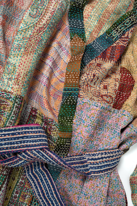 Kantha Stitch Sari Bathrobe 3