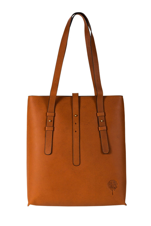 Cognac Eco-Leather Shoulder Bag