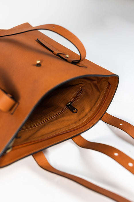 Cognac Eco-Leather Shoulder Bag 2