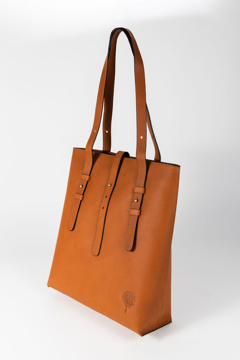 Cognac Eco-Leather Shoulder Bag 3
