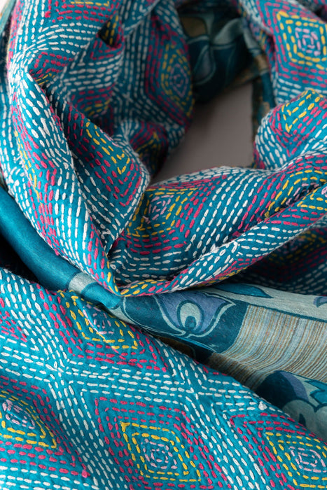 Kantha Diamonds Silk Scarf 5